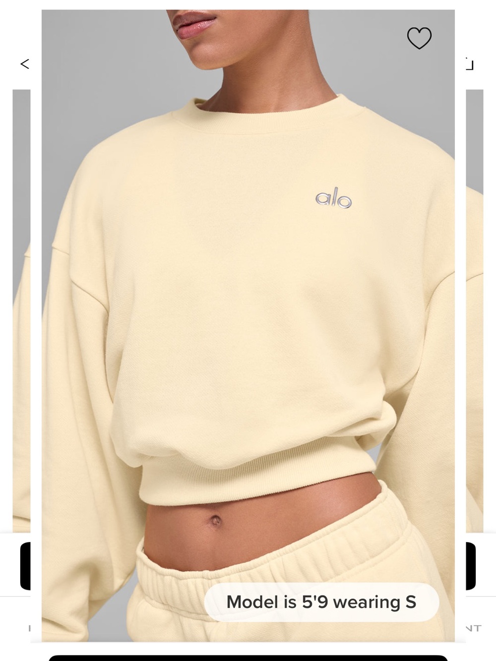 ALO Yoga Cropped Accolade Crewneck and Short Set Limited Candlelight Yellow - Picture 4 of 4